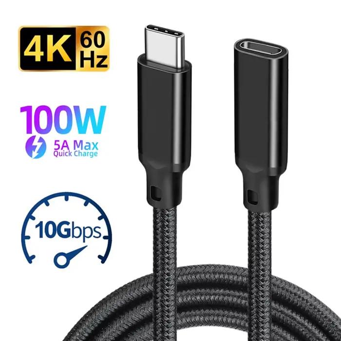 Câble d'extension USB C mâle à femelle Type C USB3.2 Gen2 10Gbps 100W cordon d'extension de charge r