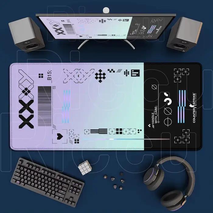 Tapis de souris rose imprimé CSGO, 400x900mm, antidérapant, pour clavier et souris, accessoires de j