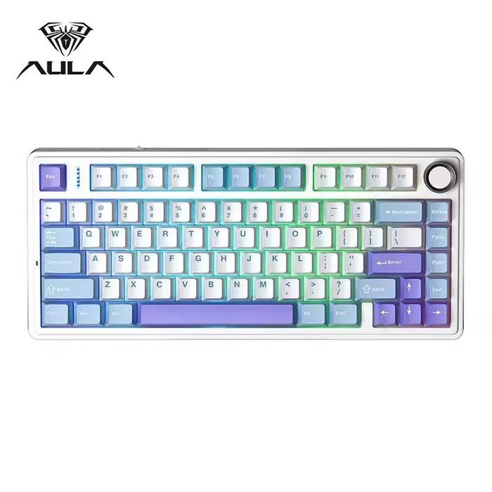 AULA F75 2.4G clavier mécanique de jeu sans fil/Bluetooth/filaire rvb personnalisé 75% disposition S