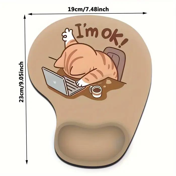 Tapis de souris repose-poignet confortable avec un design de chat mignon, 19,0 cm x 22,99 cm, amélio