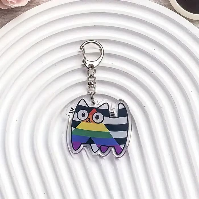 Porte-clés de voiture en acrylique chat coloré, accessoire pendentif, sac à dos de dessin animé mign