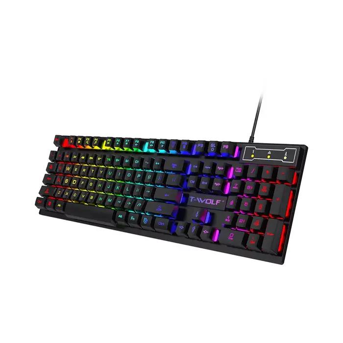 KEBIDUMEI – clavier filaire RGB USB, clavier de jeu classique ergonomique, 104 touches, clavier Espo