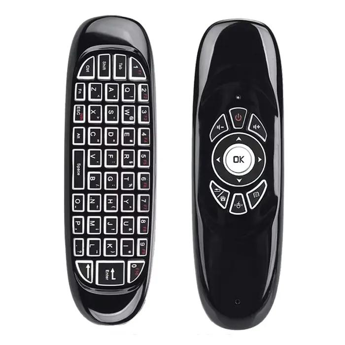 C120 rétro-éclairage Air Mouse 2.4G RF sans fil Mini clavier Gyroscope intelligent clavier télécomma
