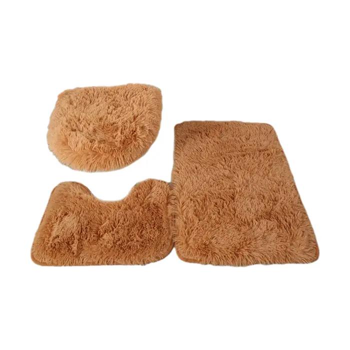 3x ensemble de tapis de bain pour salle de bain avec couvercle de toilette, combinaison absorbante,