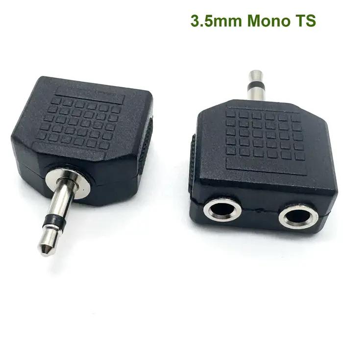 2 pièces 3.5mm 1/8 "mâle à double prise femelle 3.5mm Mono TS Audio Microphone casque Y séparateur c