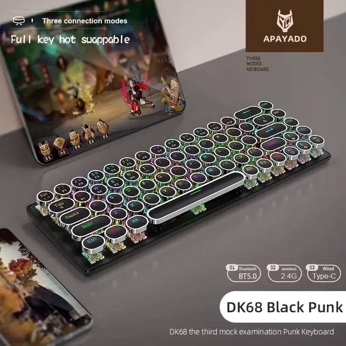 DK68 Punk clavier mécanique sans fil APAYADO éclairage rvb dynamique, connexion Tri-Mode Bluetooth 6