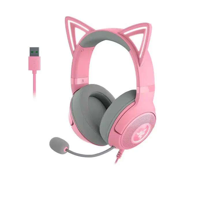 Casque filaire USB Razer Kraken Kitty V2 - Éclairage réactif au flux - Micro cardioïde hyperclé - Pi