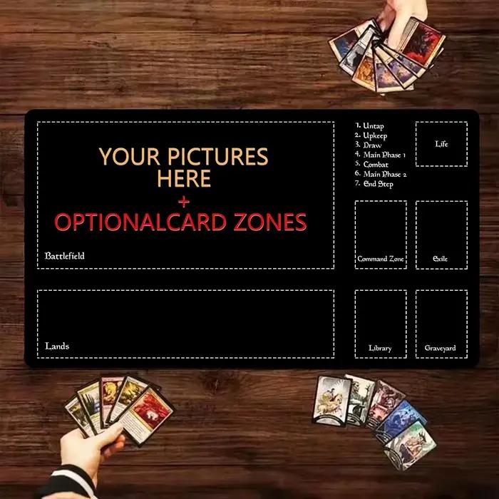 Tapis de jeu TCG personnalisé 24 "X 14", tapis de jeu personnalisé avec Zones, accessoires de table