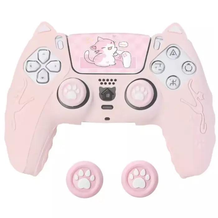 Ensemble de housses de contrôleur en Silicone patte de chat avec autocollant, peau de contrôleur ave