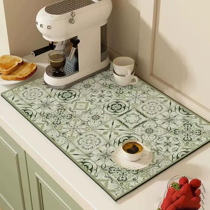 Tapis absorbant de cuisine, tapis de séchage de plat à café, tapis de vidange antidérapant, tapis de