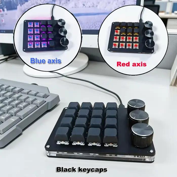 Clavier d'édition multifonctionnel à 16 touches, enregistrement de macros sur 6 niveaux, personnalis