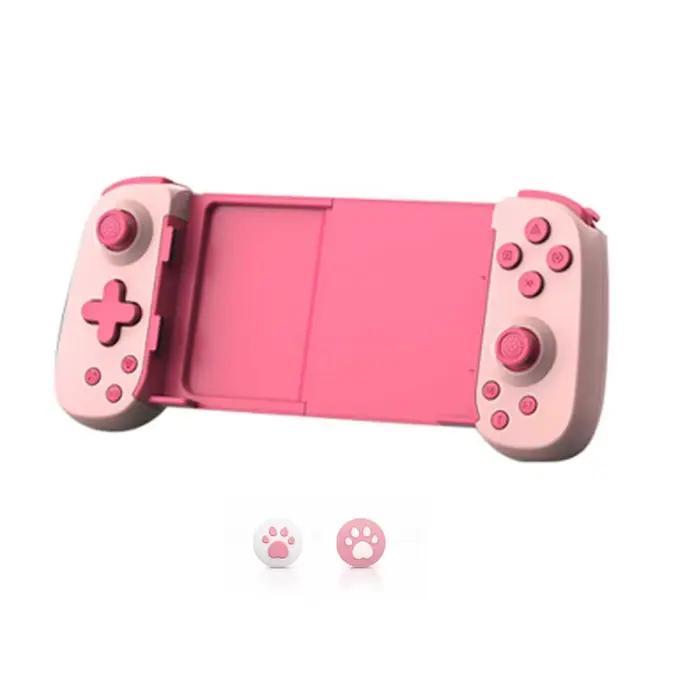 Manette de jeu rose extensible avec joystick à vibration et déclencheur Hall pour Switch/Android/iOS