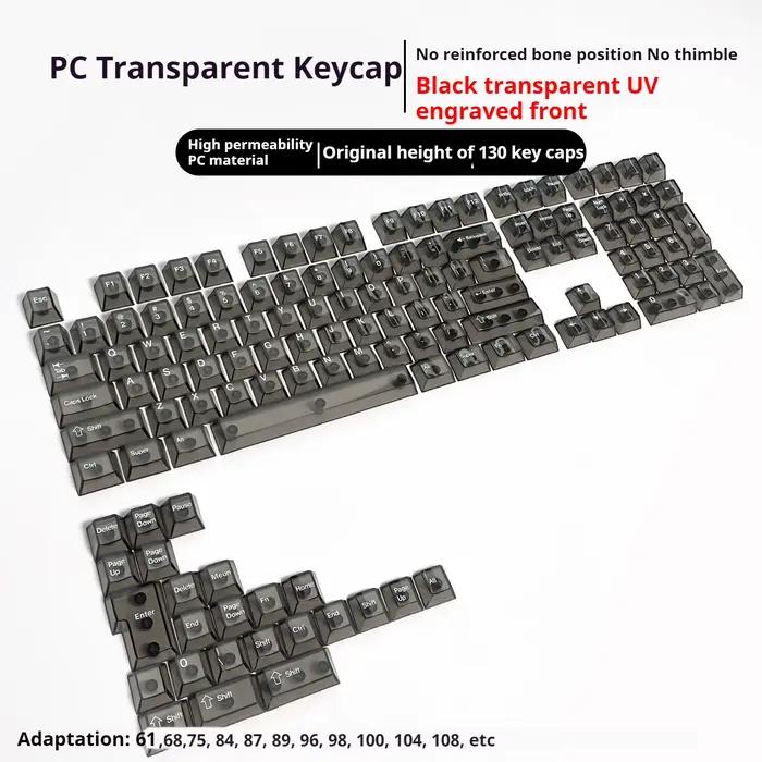 Capuchons de touches transparents à profil Cherry, 132 touches, pour 60% 65% 75% 100%, rétroéclairés