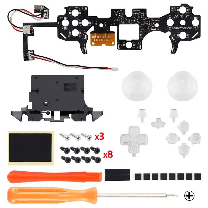 eXtremeRate 7 couleurs 9 modes, boutons directionnels lumineux, joysticks, boutons partage, home et