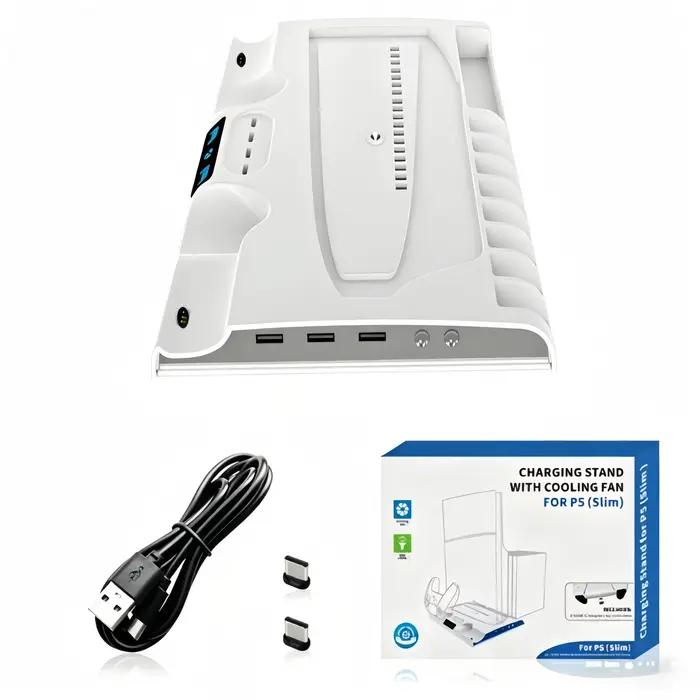 Station de refroidissement et de charge PS5 Slim avec chargeur de manette et rangement pour jeux