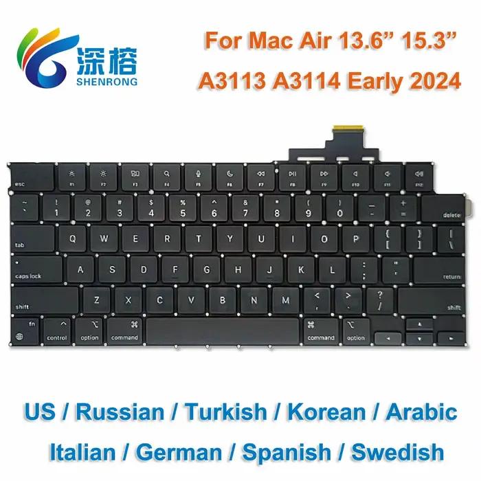 Remplacement du clavier pour MacPleAir 15 "13", anglais, russe, français, allemand, arabe, anglais,