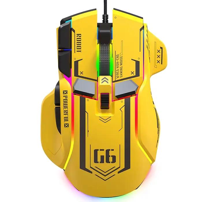 Souris de jeu G6 filaire 128000 DPI ChipA826 RGB Conception ergonomique macroprogrammable supérieure