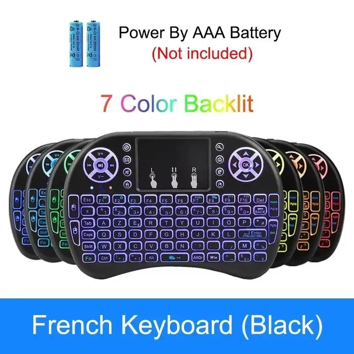 Clavier sans fil I8 Mini Air Mouse, Cool, rétro4.2, TouchSub, anglais, russe, espagnol, français, té