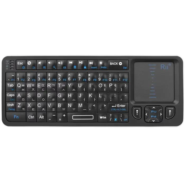 Rii K06 Mini clavier Bluetooth, clavier sans fil rétroéclairé 2,4 GHz avec pavé tactile d'apprentiss