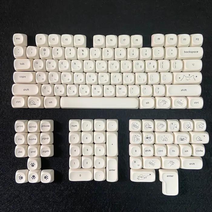 Hangul Keycap PBT lait mignon chat Keycaps coréen MOA haut imprimé pour bureau gamer 60% 65% 75% TKL