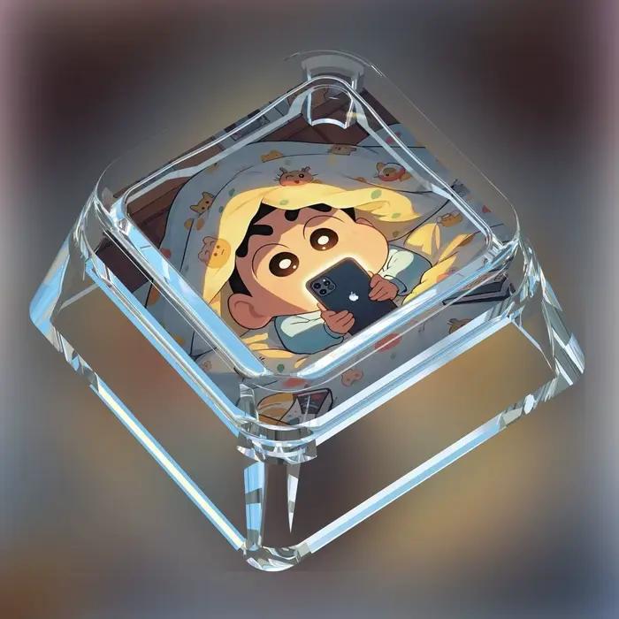 Clavier mécanique transparent Crayon Shinchan avec touches à axe transversal, motif dessin animé mig