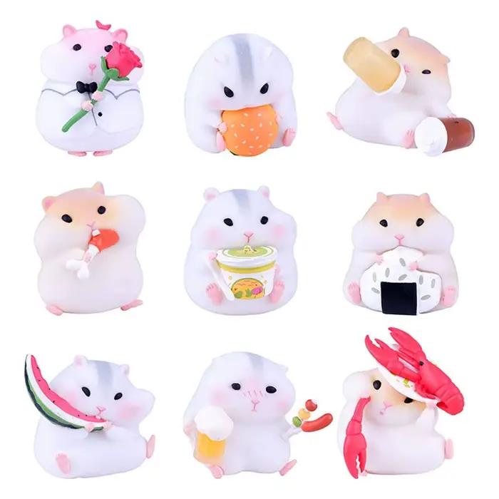 Figurines de la série Flocage Mouse Hamster, jouets de collection de dessins animés mignons