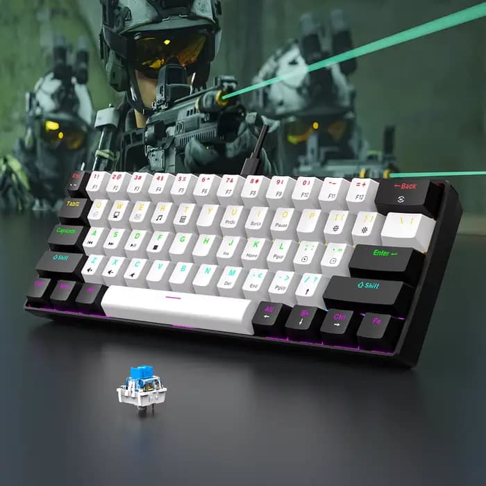 Clavier mécanique de jeu filaire 60%, rétroéclairé rvb, Mini disposition Ultra compacte pour joueurs