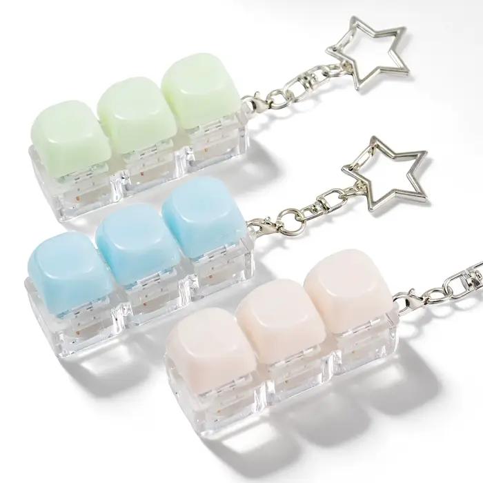 3 Clés Mignonnes pour Clavier, Jouets Anti-Stress, Clicker de Clavier, Porte-clés Étoile, Bouton Fid