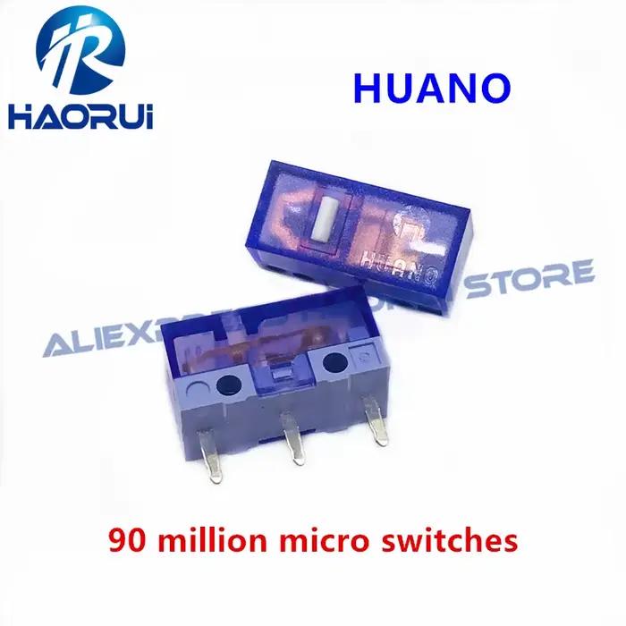 10 pièces HUANO Transparent vert jaune violet micro interrupteur 90/100/120 millions de clic durée d