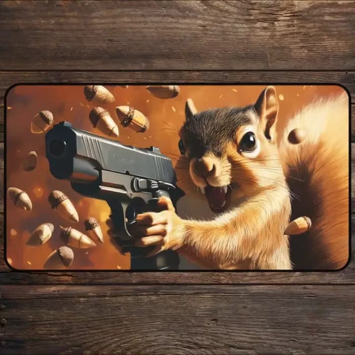 Tapis de jeu Squirrel Gun pour les fans de MTG, tapis de bureau amusant sur le thème de l'anime, tap