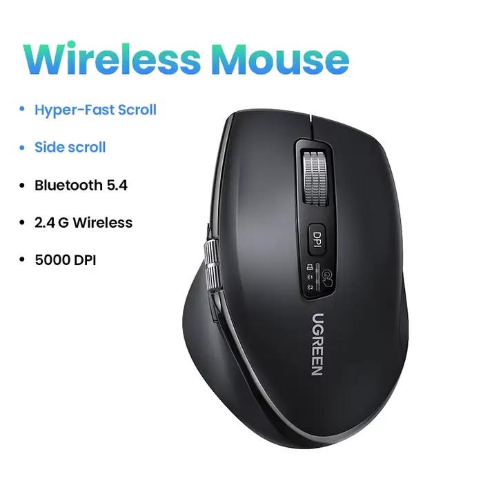 Souris sans fil UGREEN défilement hyper-rapide Bluetooth 5.4 2.4G ergonomique 5000DPI pour MacBook t