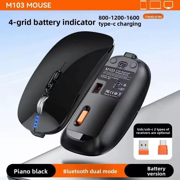 Souris sans fil double Mode 2.4G, fonction de bureau en un clic, Rechargeable de Type C, rétro-éclai