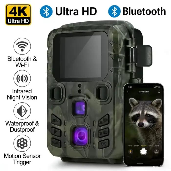Caméra de chasse 4K 50MP WIFI avec diffusion en direct, caméra de surveillance avec application Blue
