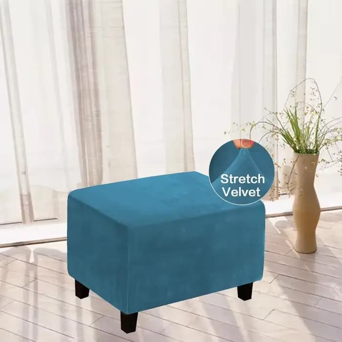 Housse de tabouret ottoman rectangulaire en velours, housse de canapé carrée élastique pour repose-p
