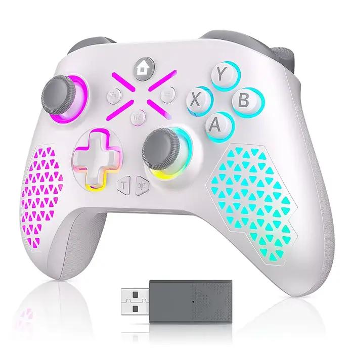 Manette sans fil 2.4G pour Xbox One/Series S/X/Android/PC, avec double vibration RGB et fonction Tur