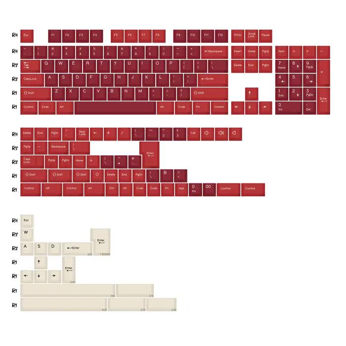 KBDiy GMK rouge samouraï Keycap profil Cherry Double Shot PBT ISO Keycaps pour Gamer Kit de clavier