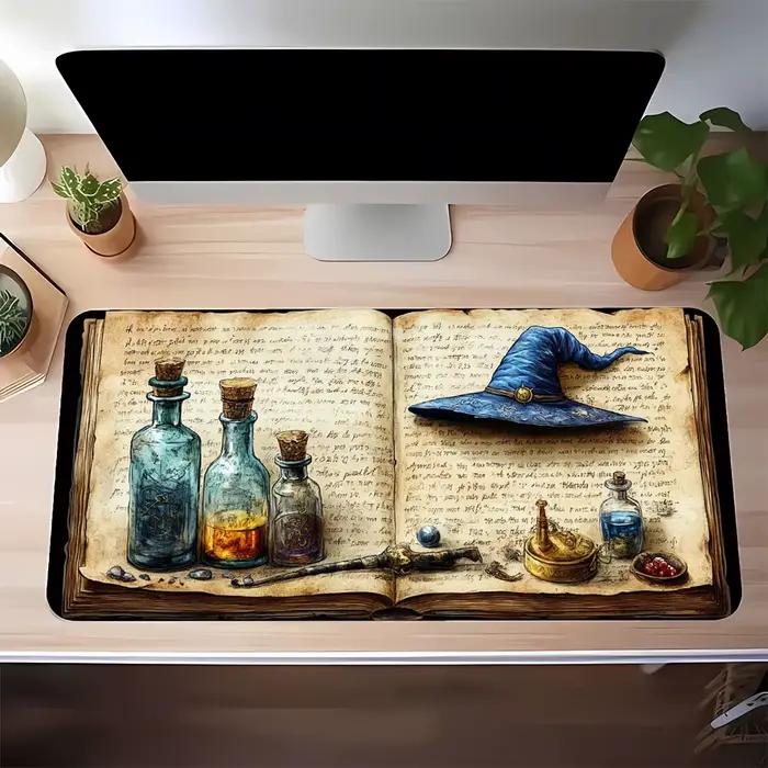 Chapeau de magicien enchanté et Potions, grand tapis de souris en caoutchouc antidérapant, accessoir