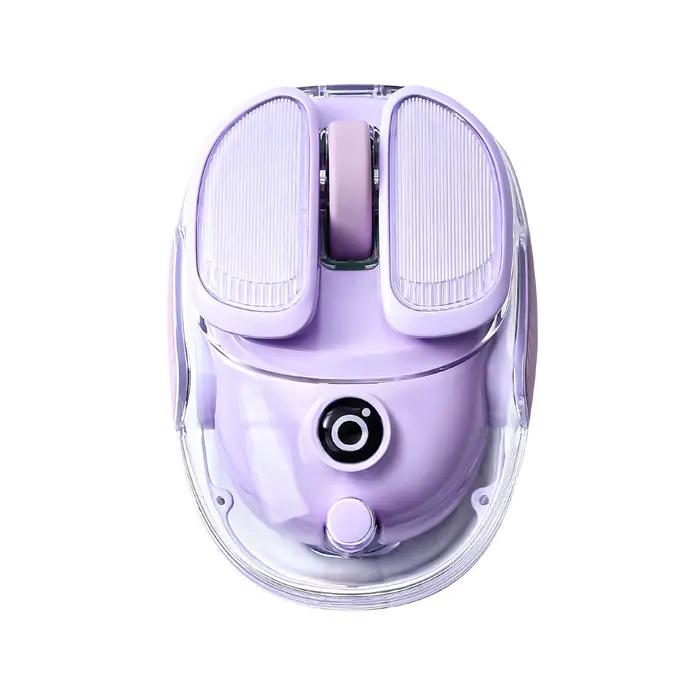 Souris RVB sans fil violette EWEADN Q9, mini souris double mode translucide, souris optique ergonomi