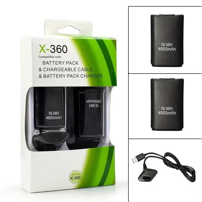 Batterie Rechargeable 4800mAh avec 1 câble de chargement pour manette de jeu Xbox 360, batterie de c