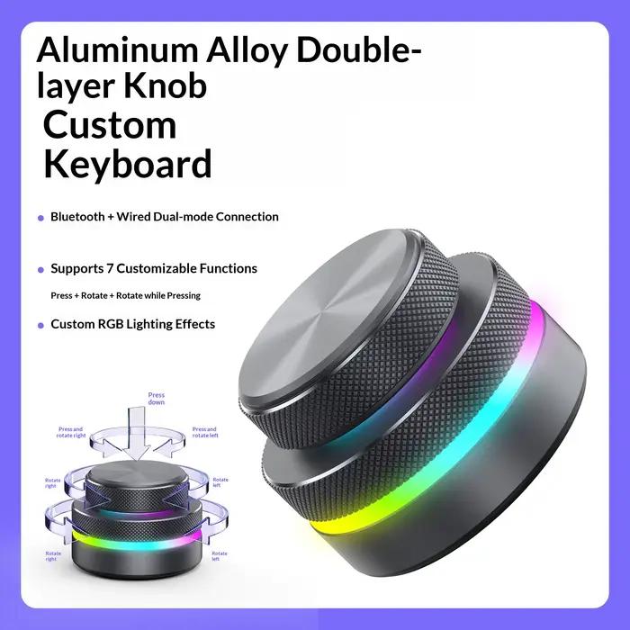 Clavier Bluetooth en alliage d'aluminium CNC avec bouton de volume multimédia personnalisé pour diff