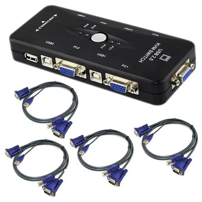 Boîtier de commutation KVM avec 4 ports USB 2.0, adaptateur, permet de connecter l'imprimante, le cl