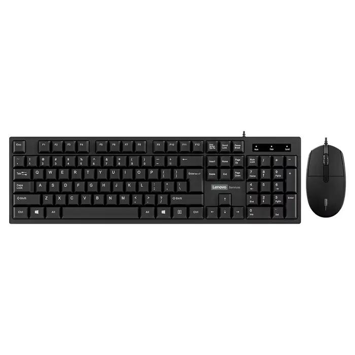 Lenovo – ensemble souris et clavier filaires, classique, noir, pour bureau, entreprise, usage domest