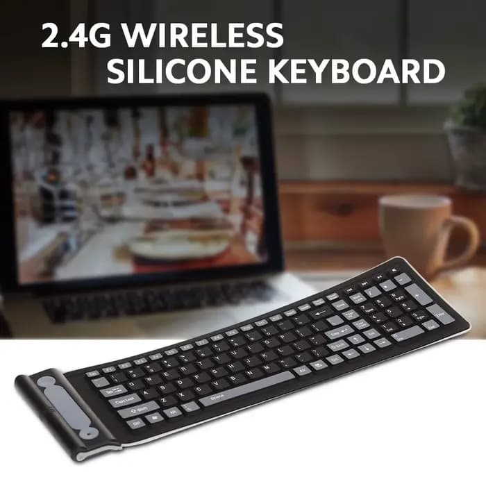 Clavier sans fil 2.4G, 107 touches, Portable, pliable, en Silicone souple, anti-poussière, pour ordi