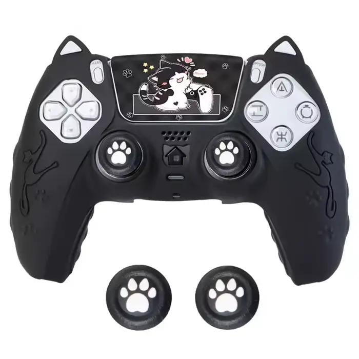 Ensemble de housses de contrôleur en Silicone patte de chat avec autocollant, peau antidérapante ave