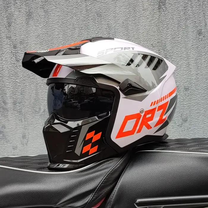 ORZ-Casque de moto intégral Street Fighter pour homme et femme, casque rétro, 4 saisons, poignées am