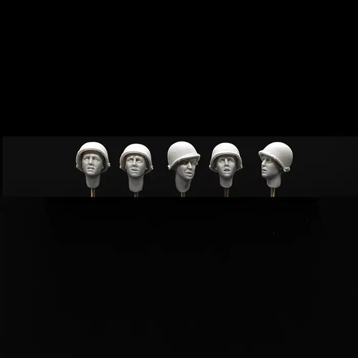 Casque US M1 1/35 Tense Faces Heads (5 pièces), figurine de soldat en résine, thèmes militaires, kit