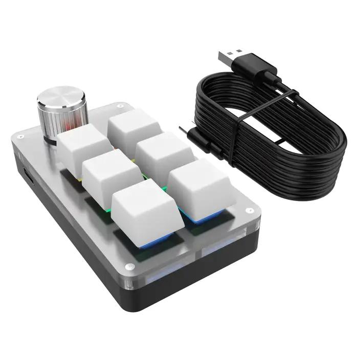 Mini clavier de programmation personnalisé 6 touches 1 bouton programmation rvb Macro bouton de jeu