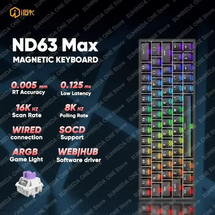 IROK ND63 Max ND63 Ultra ND68 Pro clavier mécanique magnétique de jeu 60% disposition RT0.001mm 8K 0