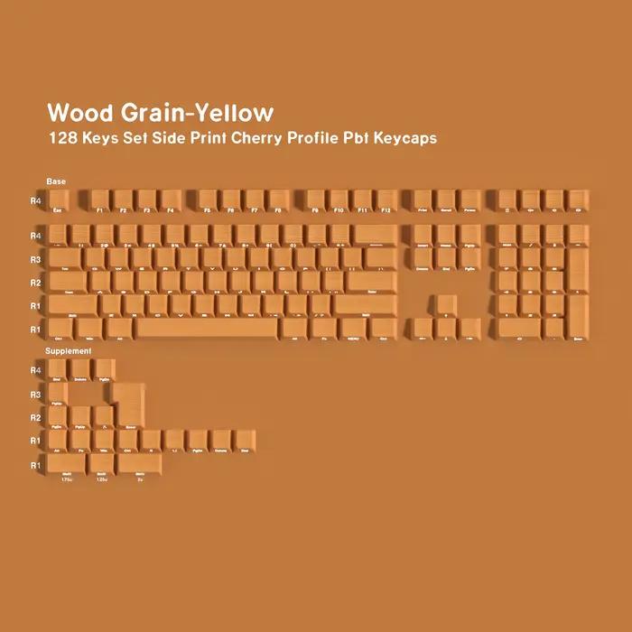 Wood Mars None Keycaps PBT Material Side Letter, Big Set, Keycaps for Mechanical Keyboard, ISO ANSI