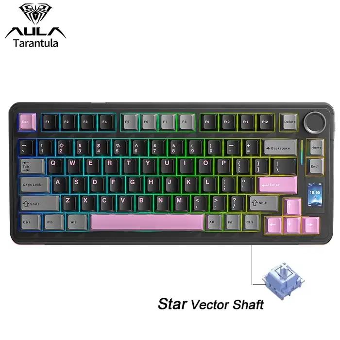 AULA S75 Pro clavier mécanique de jeu 75% échangeable à chaud rvb rétro-éclairé 4000mAh PBT touches